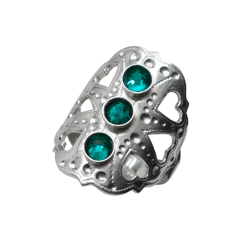 Ring Justerbar Vaibmu/Hjärta 3 Stenar