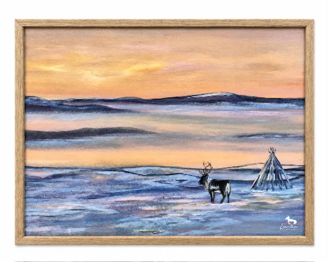 Huvudbild Poster Ren  i vinterlandskap 30x40 cm